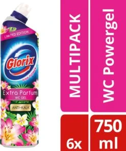 Glorix WC Powergel Toiletreiniger Pink Flower - 6 X 750 Ml - Voordeelverpakking -Schoonmaakmiddelen 1003x1200