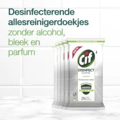 Cif Disinfect & Shine Wipes Doden 99,99% Van De Bacteriën Original Desinfecterende Schoonmaakdoekjes, Van 100% Biologisch Afbreekbaar Textiel 5 X 75 Doekjes -Schoonmaakmiddelen 1200x1200 300