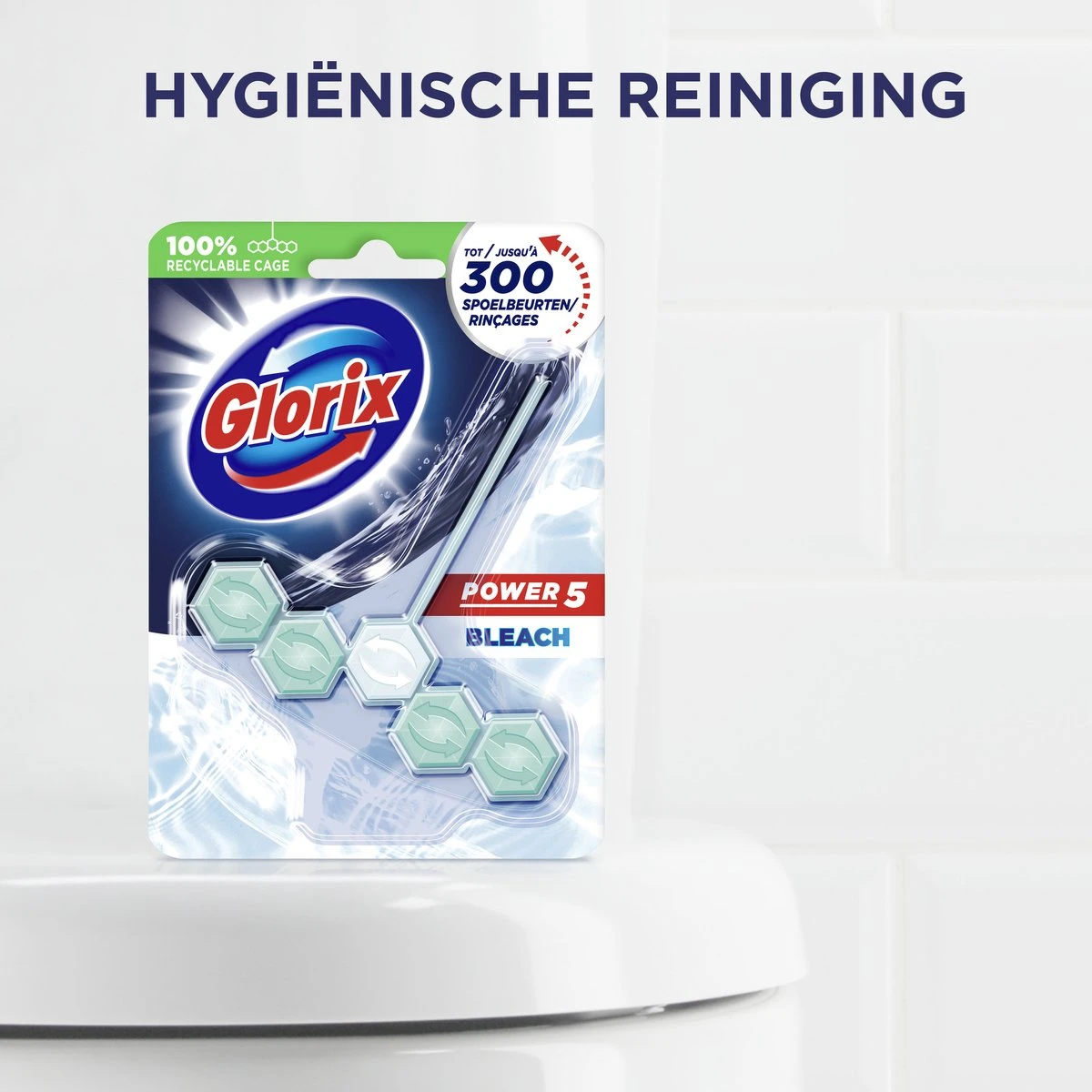 Glorix Power 5 Bleek Toiletblokken - 9 Stuks - Voordeelverpakking 5 Glorix Power 5 Bleek Toiletblokken - 9 Stuks - Voordeelverpakking - Afbeelding 3