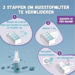 Exaller Anti Huisstofmijt Spray 150ml - 100% Natuurlijk Huismijt Bestrijder - Klinisch Getest - Behandeling En Preventie Van Huisstofmijtallergie -Schoonmaakmiddelen 1200x1200 458