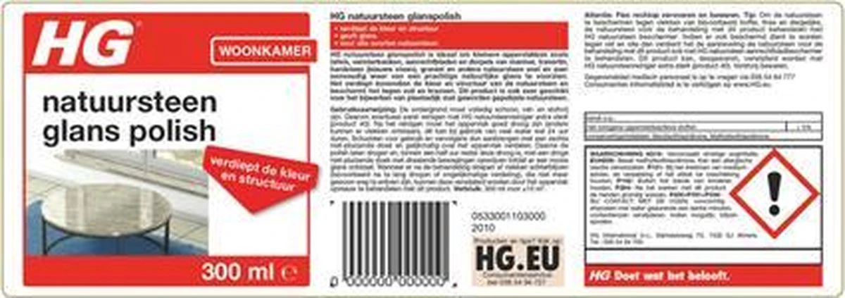 HG Natuursteen Glans Polish (product 44) - 300ml - Voor Alle Soorten Natuursteen 4 HG Natuursteen Glans Polish (product 44) - 300ml - Voor Alle Soorten Natuursteen - Afbeelding 2