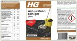 HG Natuursteenreiniger Glans (product 37) - 1L - Voor Regelmatig Gebruik Van Marmer En Kalkhoudend Natuursteen -Schoonmaakmiddelen 1200x642