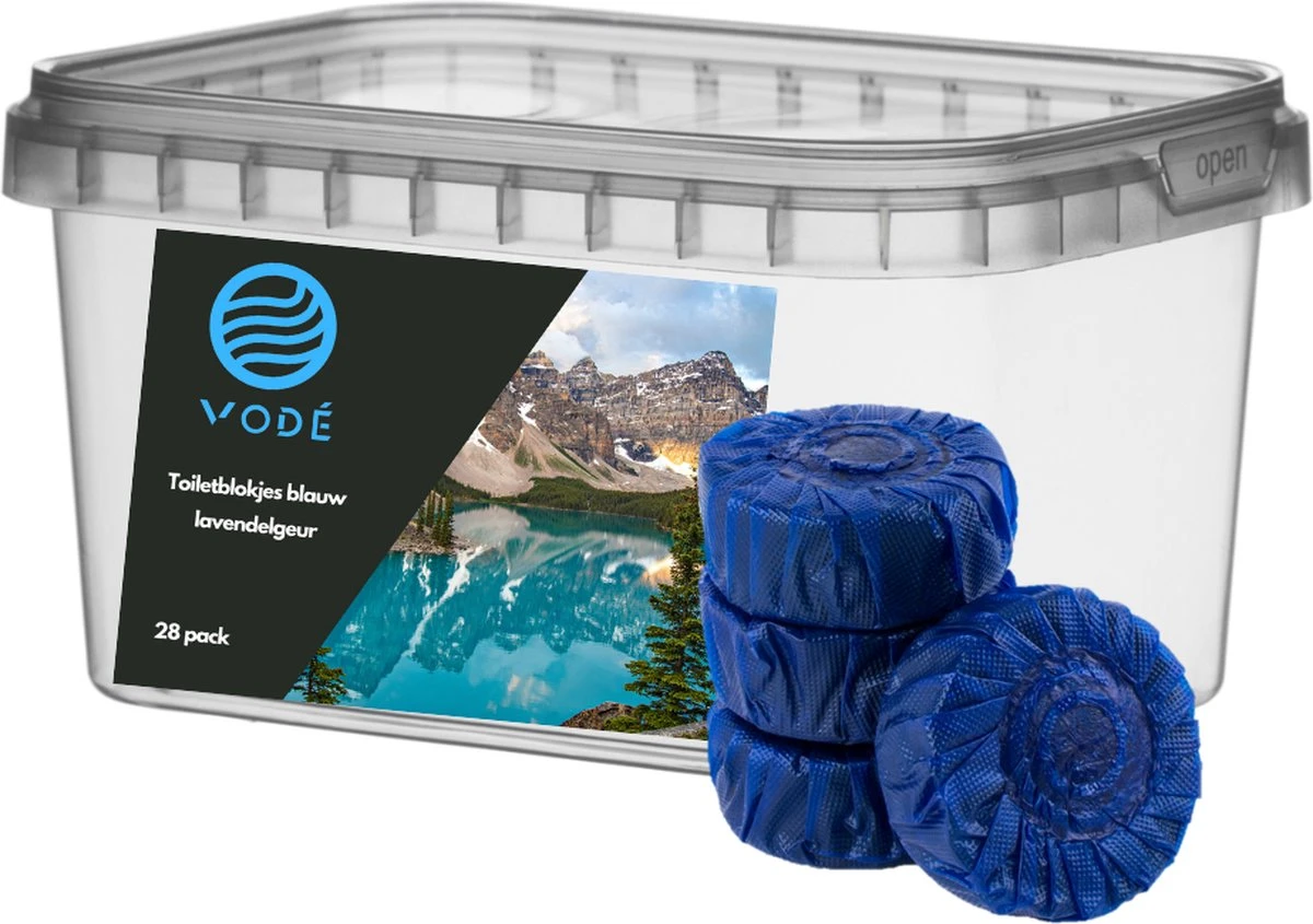 VODÉ Toiletblokjes Inbouwreservoir 28 Stuks - Voordeelverpakking – WC Blokjes – Stortbakblokjes – Geschikt Voor Geberit | Grohe - Lavendel Geur 3 VODÉ Toiletblokjes Inbouwreservoir 28 Stuks - Voordeelverpakking – WC Blokjes – Stortbakblokjes – Geschikt Voor Geberit | Grohe - Lavendel Geur
