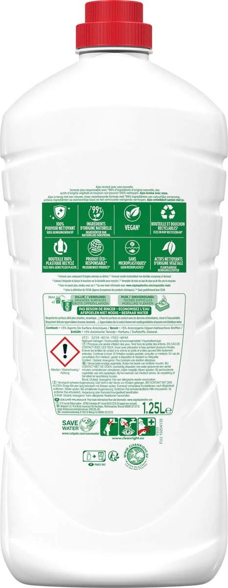 Ajax® Ajax Allesreiniger Fris 6 X 1.25L - Voordeelverpakking 4 Ajax® Ajax Allesreiniger Fris 6 X 1.25L - Voordeelverpakking - Afbeelding 2
