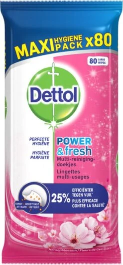 Dettol - Schoonmaakdoekjes - Power & Fresh - Kersenbloesem - 80 Stuks X8 13 Dettol - Schoonmaakdoekjes - Power & Fresh - Kersenbloesem - 80 Stuks X8 -Schoonmaakmiddelen 558x1200 2